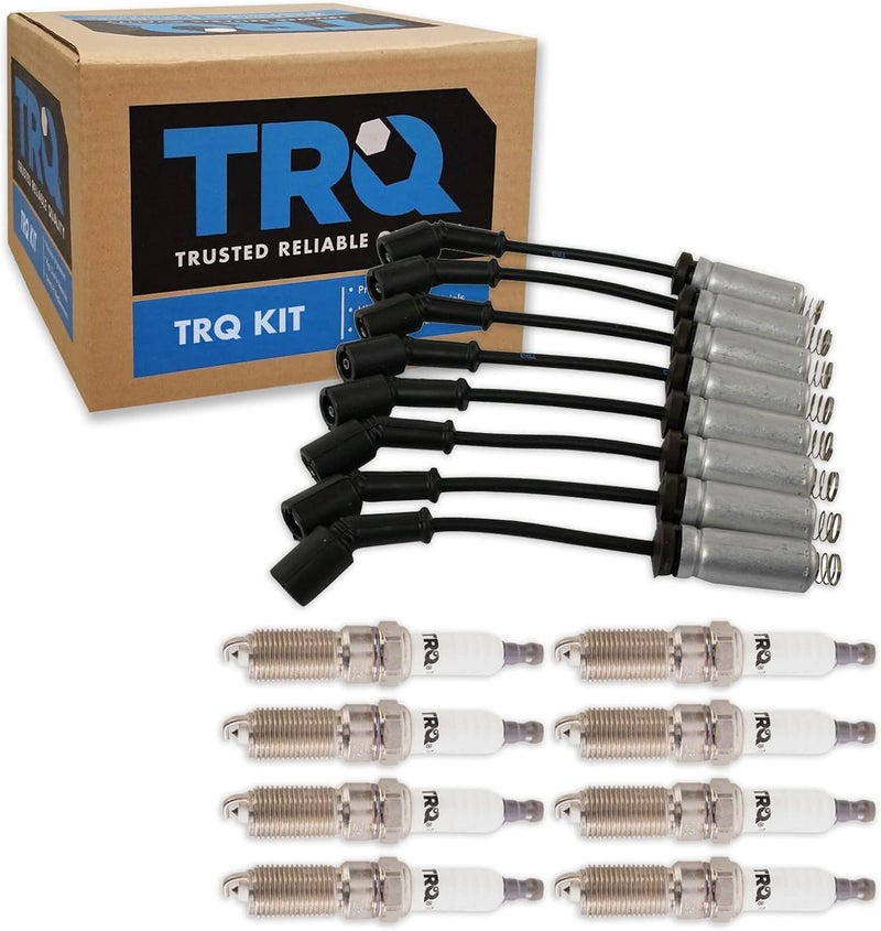 TRQ Ignition Kit Spark Plugs Wire Set Compatible with 15-21 Cadillac 14-21 Chevrolet 14-20 GMC 5.3L 6.2L V8 - Image 1